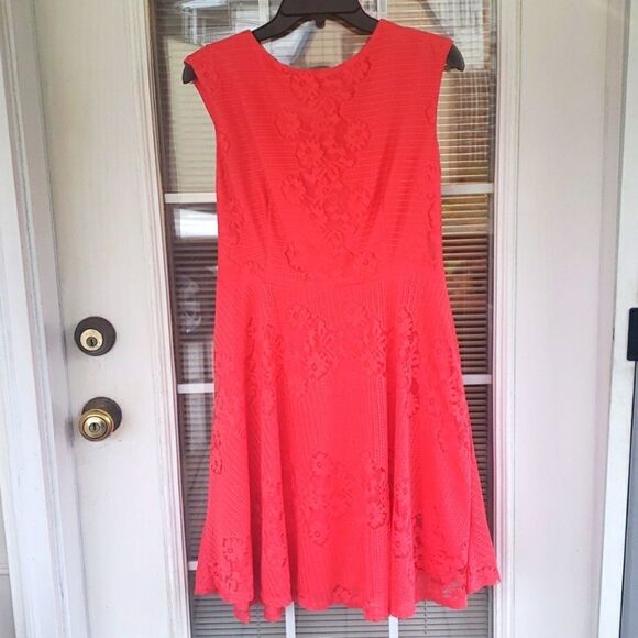 Sandra Darren sleeveless coral dress size 10 - Picture 1 of 16